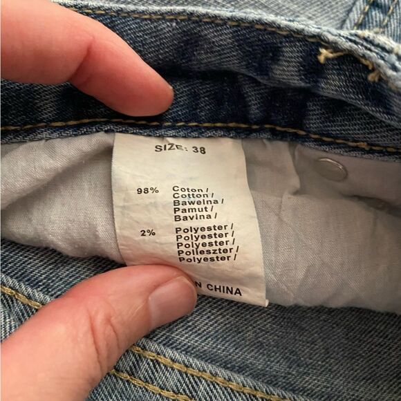 Nasty Gal Jeans Split Hem Color Block Blue Size 6 Flirty Feminine - Picture 10 of 13